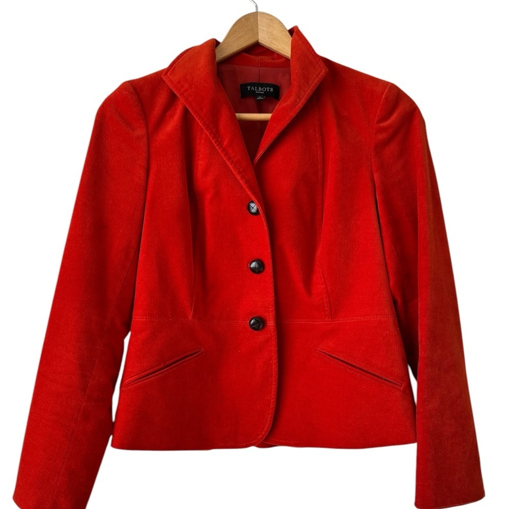 Talbots Peplum Velvet Petite Blazer